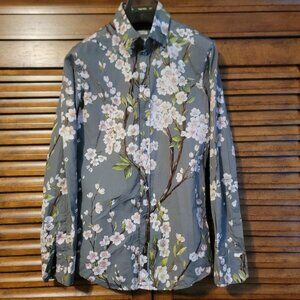DOLCE & GABBANA MENS SHIRT Rare Gray Floral Size 38 x 15 RETAIL $800